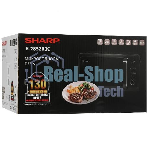Микроволновая печь Sharp R2852RK черный/серебристый, 20 л, 800 Вт, переключатели - кнопки, поворотный механизм