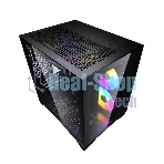 Компьютерный корпус Powercase Vision Micro, Black, Tempered Glass, 4х 120мм 5-color fan, черный, mATX (CVBM-L4)