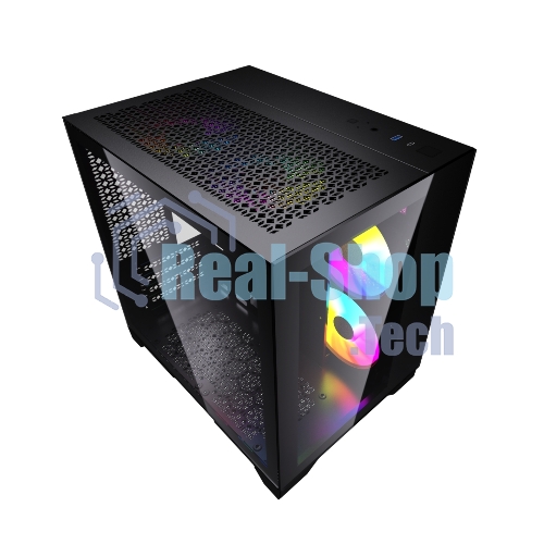 Компьютерный корпус Powercase Vision Micro, Black, Tempered Glass, 4х 120мм 5-color fan, черный, mATX (CVBM-L4)