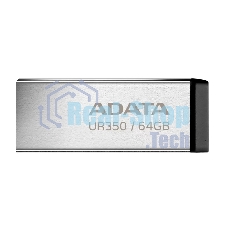 Флешка USB ADATA UR350 (UR350-64G-RSR/BK), 64Gb, USB 3.2, R/W 100/15, серебристый/черный