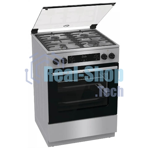 Плита комбинированная Gorenje GKS6C72XF серебристый, конфорок 4 газовых, духовка 71 л, 60 см x 85 см x 60 см