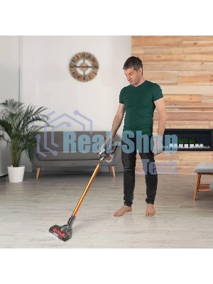 Пылесос вертикальный Endever SkyClean VC-301 черный/оранжевый, питание от аккумулятора, 75 Вт, уборка сухая, пылесборник 0,8 л