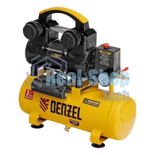 Компрессор безмасляный малошумный Denzel DLP-950/10, 950 Вт,10 л, 2850 об/мин, 170 л/мин