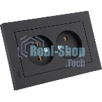 Розетка 2-м AtlasDesign без заземл. 16А в сборе карбон SchE ATN001020