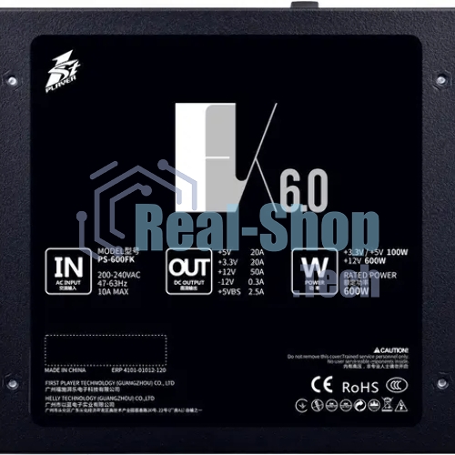 Блок питания 1STPLAYER FK PS-600FK, 600Вт, 120мм, черный