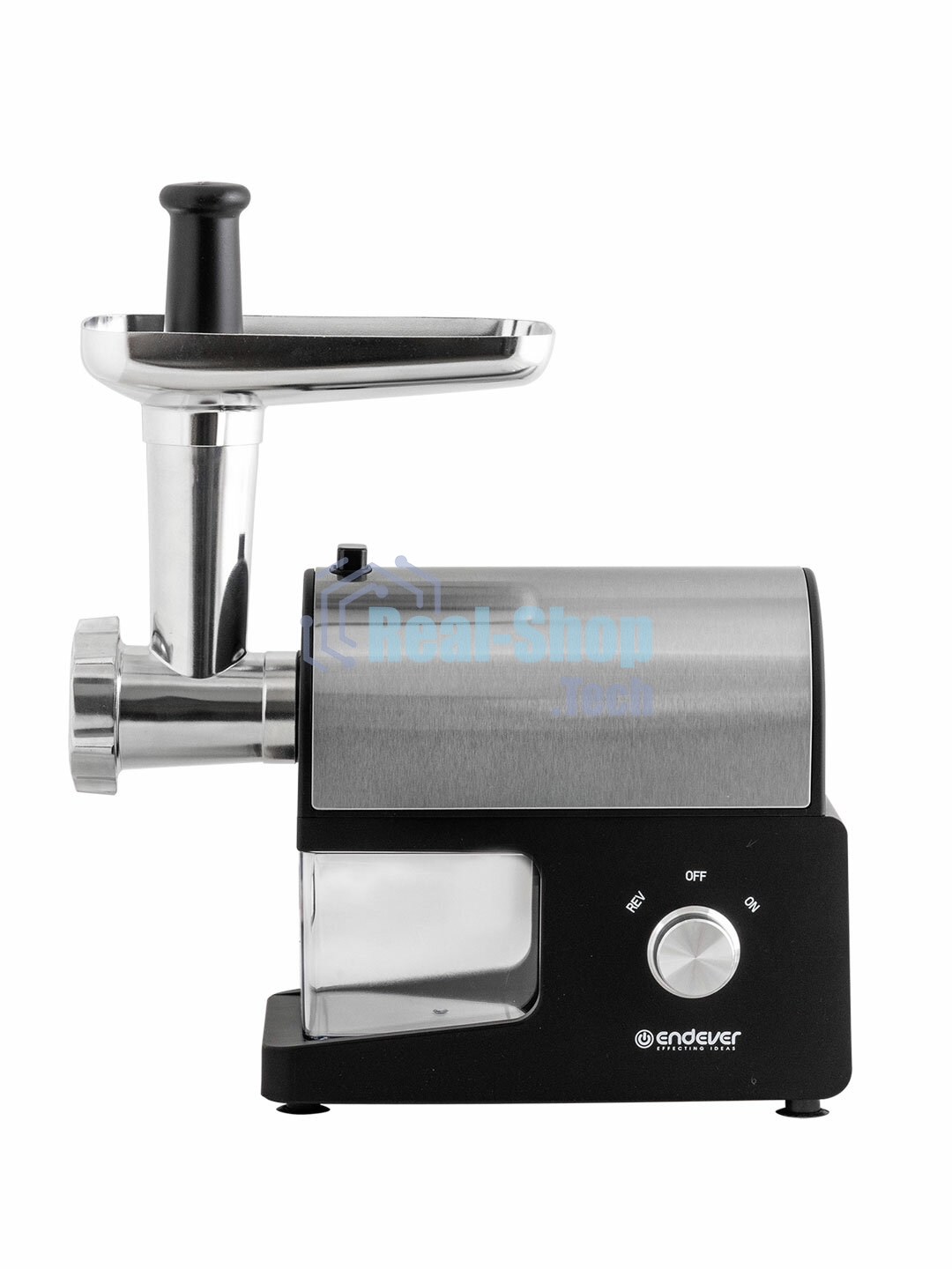 Мясорубка электрическая Endever Sigma-114 черный/стальной, 2600 Вт, 2.0 кг/мин, реверс, защита от перегрузки, металлический лоток, насадки - 5