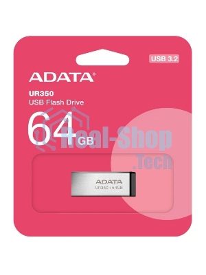 Флешка USB ADATA UR350 (UR350-128G-RSR/BK), 128Gb, USB 3.2, R/W 100/15, серебристый/черный