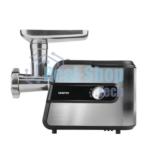 Мясорубка электрическая Centek CT-1623 серый, 2200 Вт, 2.2 кг/мин, реверс, защита от перегрузки, металлический лоток, насадки - 4