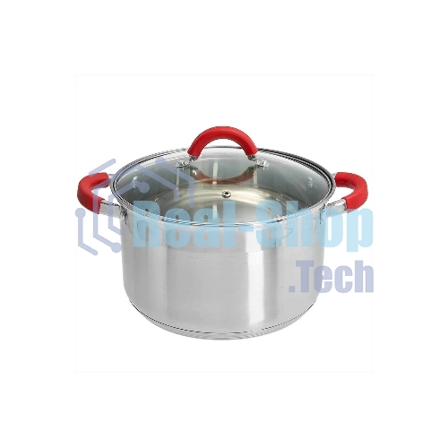 Кастрюля WEBBER BE-344/2 6,6 л, из нержавеющей стали со стеклянной крышкой