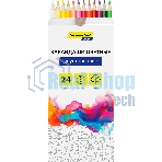 Карандаши цветные Silwerhof Color, двухцветные, 2.8мм, круглый профиль, дерево, ассорти, 24 цвета, коробка с европодвесом (12шт)