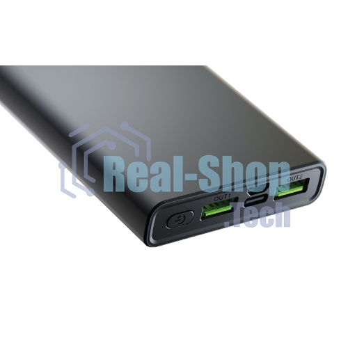 Портативный аккумулятор OLMIO QR-10, 10000mAh, 22.5W, QuickCharge3.0/PowerDelivery, LCD, серый