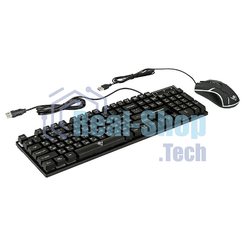 Комплект клавиатура+мышь Nakatomi KMG-2305U проводной, USB, 1600 DPI, черный