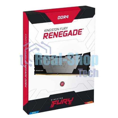 Оперативная память Kingston Fury Renegade Black, DDR4, 16Gb (1x16Gb), 3600MHz, CL16, DIMM, с радиатором, черный