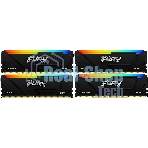 Оперативная память Kingston Fury Beast, DDR4, 64Gb (4x16Gb), 3200MHz, CL16, DIMM, с радиатором, RGB, черный
