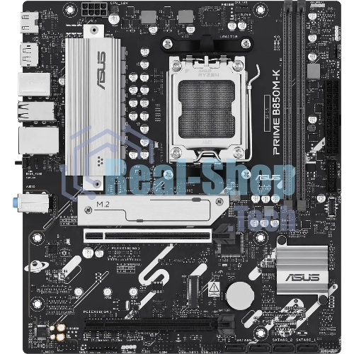 Материнская плата ASUS PRIME B850M-K, AM5, AMD B850, 2xDDR5, 4xSATA, 2xM.2, 1xPCIe 5.0 x16, 1xPCIe 4.0 x8, 1xDP (v1.4), 1xHDMI (v2.1), 1x2.5Gb LAN, 2xUSB-A 10Gbps, 2xUSB-A 5Gbps, 4xUSB-A 2.0, 3x3.5 мм, 7.1, mATX