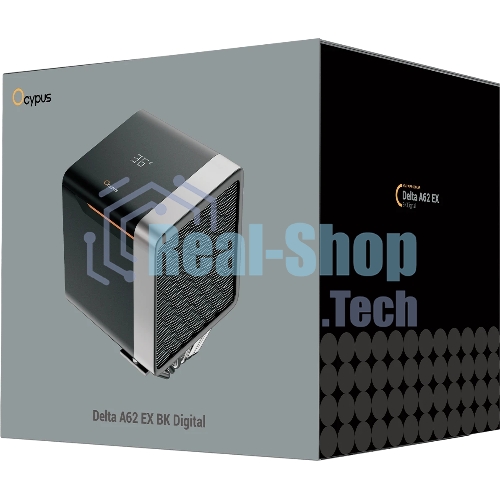 Кулер для процессора Ocypus Delta A62 EX BK Digital, 2x120мм ARGB FAN, Top Display Panel, 6 HEAT PIPES, 4-PIN PWM, 600-1800 RPM, 31DBA, HYDRO BEARING, LGA115X/1200/1700/18XX, AM4/AM5