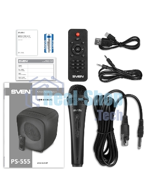 Портативная колонка SVEN PS-555, черный, 65 Вт (RMS), Bluetooth, USB, microSD, пульт