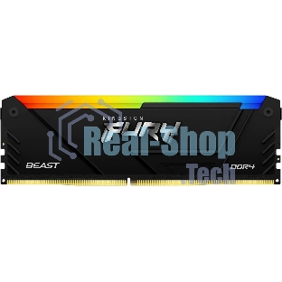 Оперативная память Kingston Fury Beast, DDR4, 8GB (1x8GB), 3200MHz, CL16, DIMM, с радиатором, RGB, черный