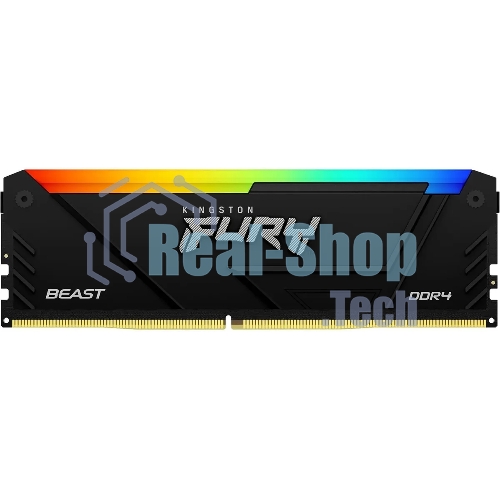Оперативная память Kingston Fury Beast, DDR4, 8GB (1x8GB), 3200MHz, CL16, DIMM, с радиатором, RGB, черный