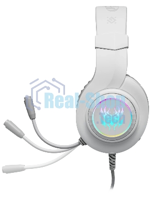 Гарнитура Defender Ghost LED белый, проводная, USB / 2 x mini jack 3.5 мм, подсветка