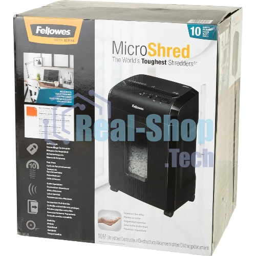 Шредер Fellowes Powershred 10M FS-4630601 DIN P-5, 2х15мм, 10лст., 19лтр., Safety Lock, с микрорезкой