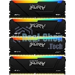Оперативная память Kingston Fury Beast, DDR4, 64Gb (4x16Gb), 3200MHz, CL16, DIMM, с радиатором, RGB, черный