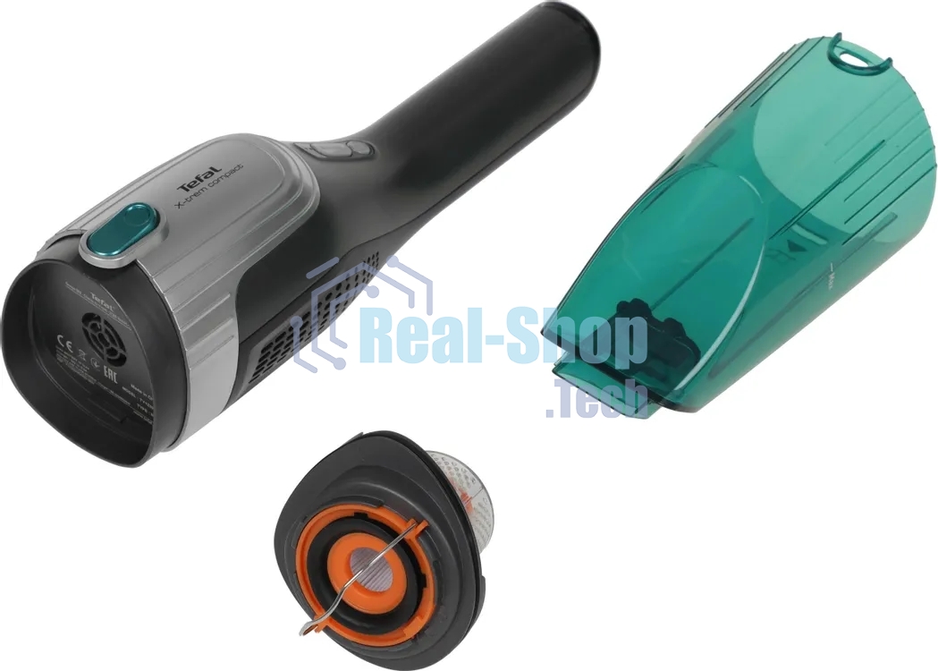 Пылесос вертикальный Tefal Xtrem Compact Essential TY1239WO лазурный/серый, питание от аккумулятора, 145 Вт, уборка сухая, пылесборник 0.4 л