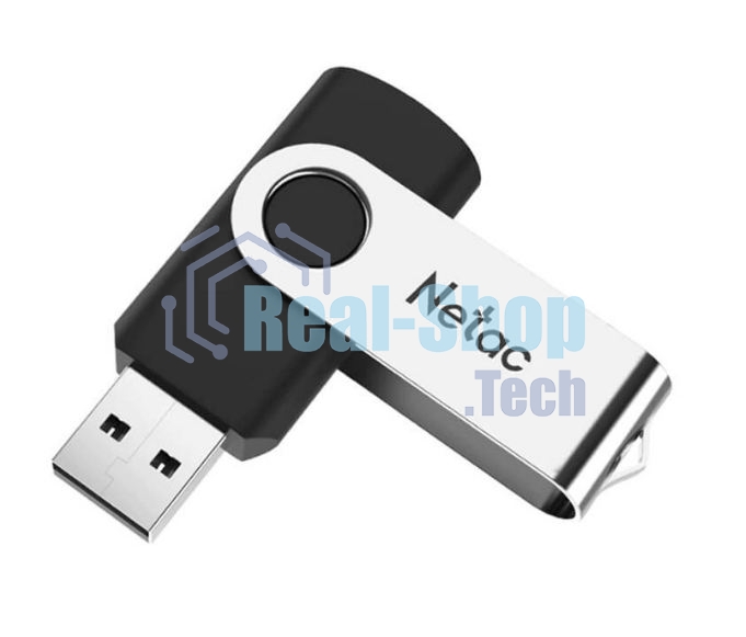Флешка USB Netac U505 (NT03U505N-064G-20BK), 64Gb, USB 2.0, R/W 70/30, черный/серебристый