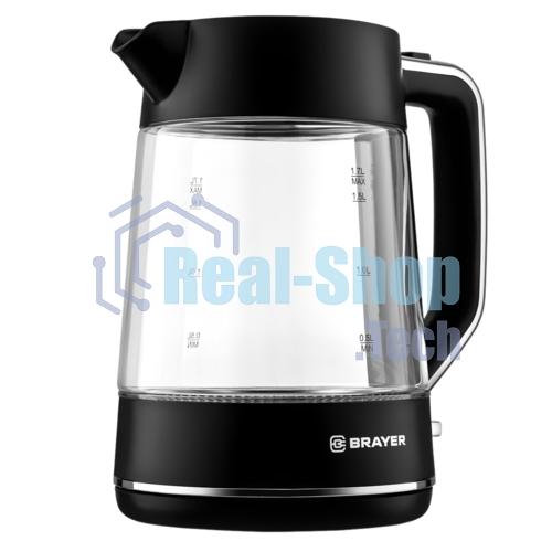 Электрочайник BRAYER BR6102 черный, 1.7 л, 2200 Вт, скрытый нагревательный элемент