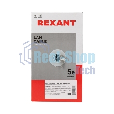 Кабель витая пара Rexant LIGHT U/UTP, cat.5e, ZH нг(А)-HF, 4PR, 24AWG, внутренний, серый, 305 м