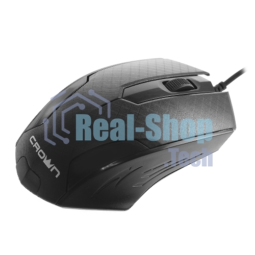 Мышь проводная Crown CMM-100 черный, 1000 dpi, USB, кнопки - 3