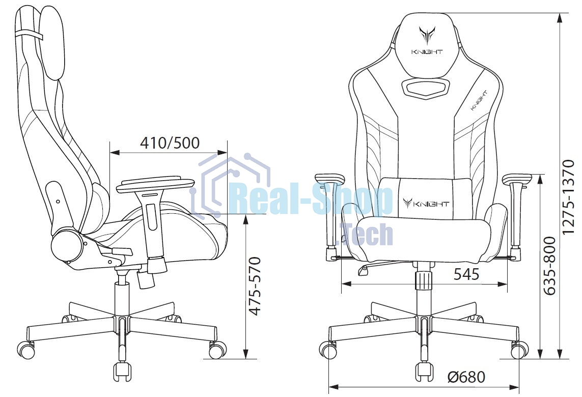 Кресло Knight Thunder 5X черный, экокожа, 120 кг, механизм качания