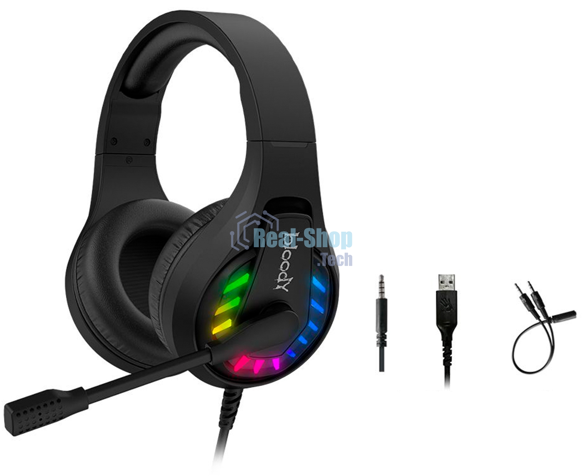 Гарнитура Bloody G230P чёрный, проводная, USB, подсветка