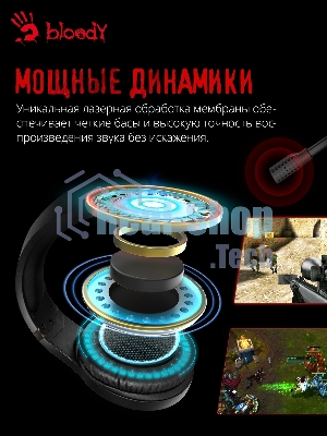 Гарнитура Bloody G230P чёрный, проводная, USB, подсветка