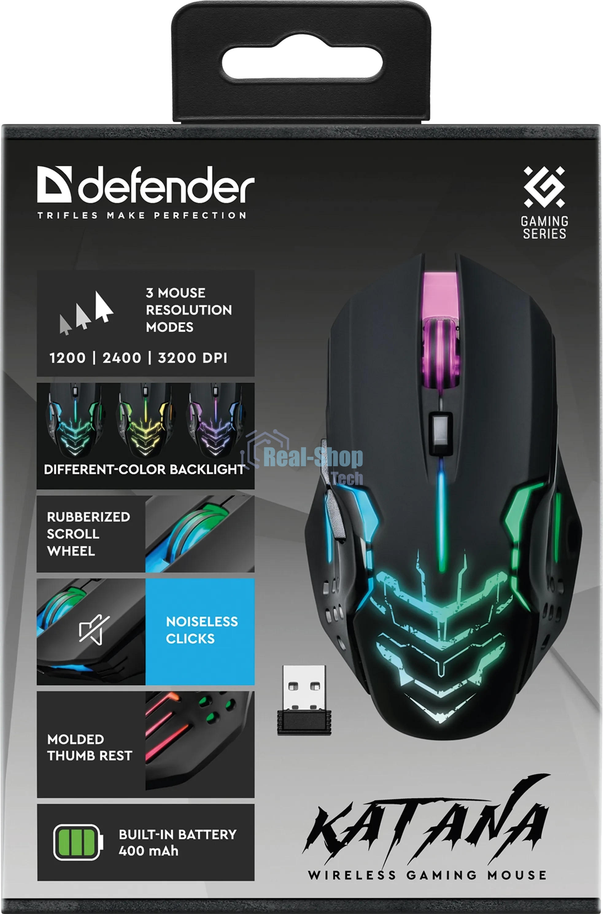 Мышь беспроводная Defender Katana GM-511 черный, 3200 dpi, радиоканал, USB, кнопки - 6