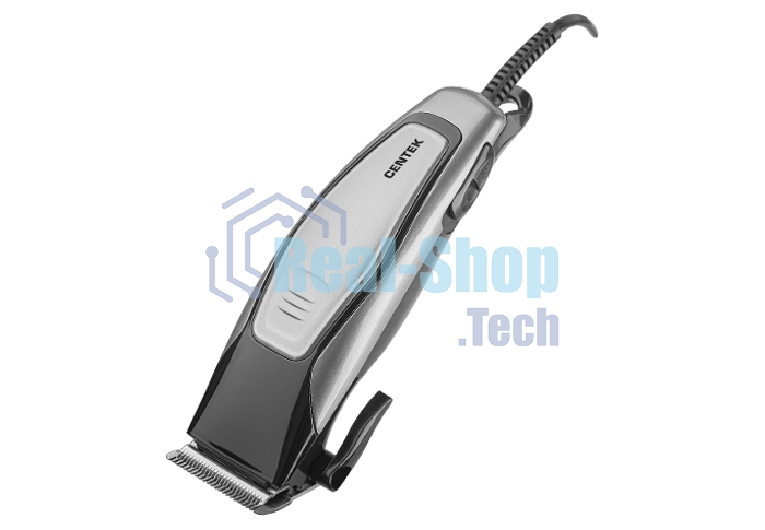 Машинка для стрижки волос Centek CT-2102 (черный/серый) 12 Вт, высококач.сталь, эргоном. дизайн, 4 насадки