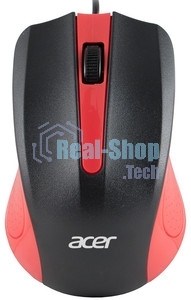 Мышь проводная Acer OMW012 черный/красный, 1200 dpi, USB, кнопки - 3