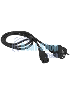 Шнур питания C13-Schuko прямая, 3х0.75, 220В, 10А, черный, 1 метр