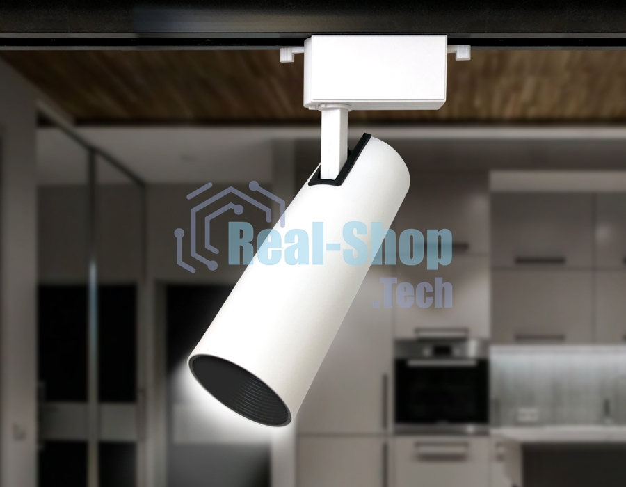Трековый однофазный светодиодный светильник Ambrella light GL5852 WH/BK белый/черный LED 20W 4200K 24°