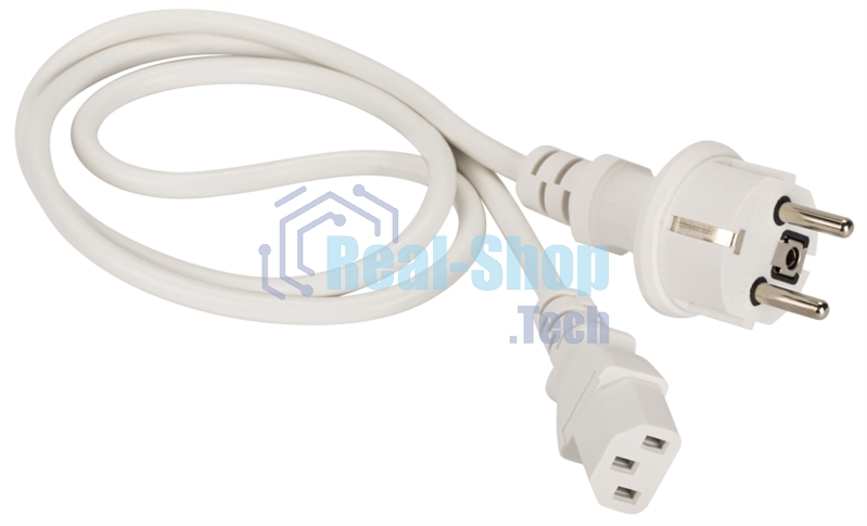 Шнур питания Lanmaster C13-Schuko прямая, 3х0.75, 220В, 10А, белый, 1.8 метра