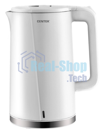 Электрочайник Centek CT-0005 белый, 1.7 л, 2200 Вт, скрытый нагревательный элемент