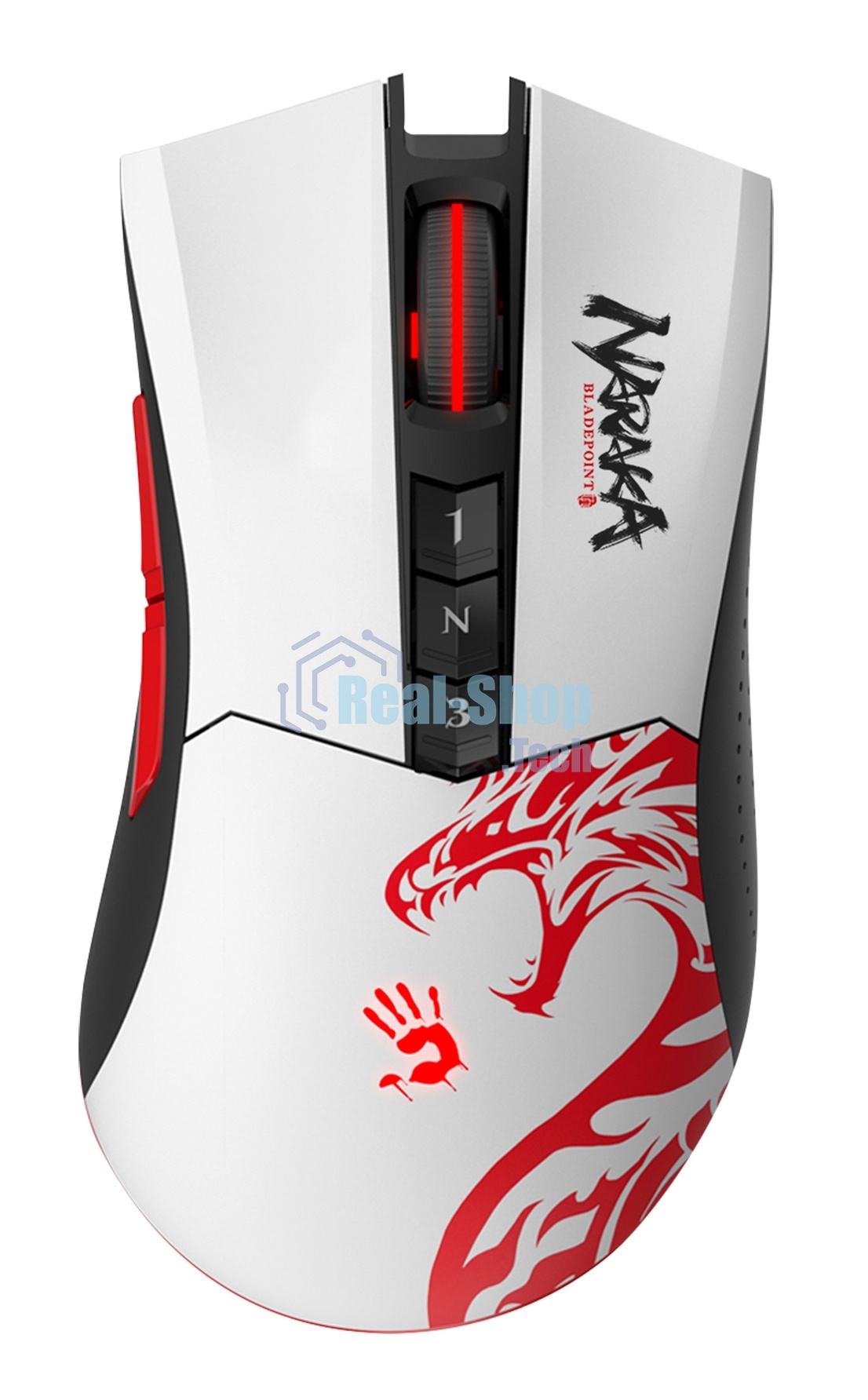 Мышь беспроводная A4Tech Bloody R90 Plus Naraka белый, 5000 dpi, радиоканал, USB, кнопки - 8
