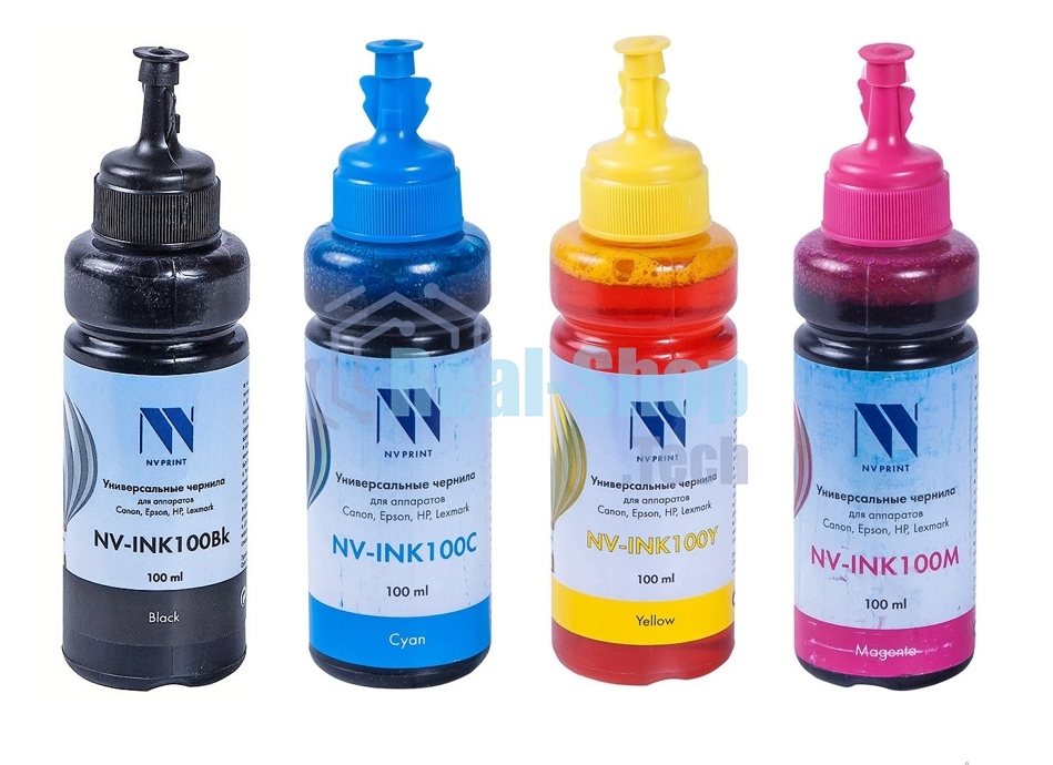 Чернила NVPrint универсальные на водной основе для Сanon, Epson, НР, Lexmark, комплект 4 цвета