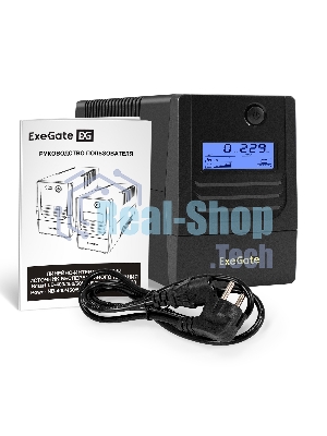 Источник бесперебойного питания ExeGate Smart LB-400.LCD.AVR.4C13 (400VA/240W, LCD, AVR, 4*C13, батарея 12V 4.5Ah, Black)