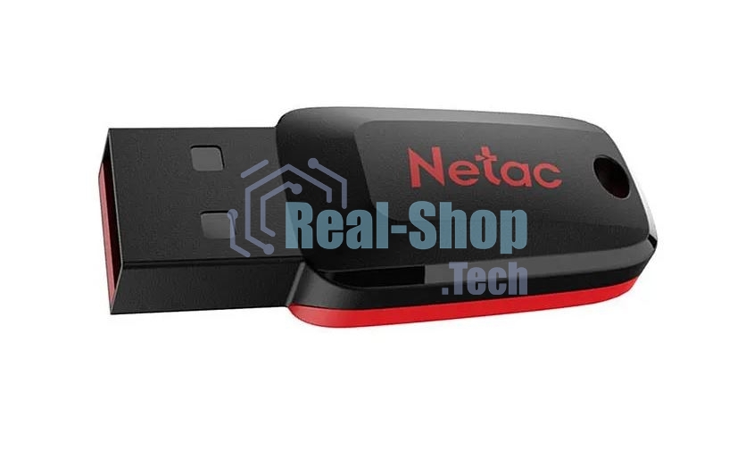 Флешка USB Netac U197 (NT03U197N-032G-20BK), 32Gb, USB 2.0, R/W 25/10, черный/красный