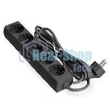 Удлинитель ExeGate ECE-5-5B (EX285825RUS), черный, 5 м, евровилка с заземлением, 5 евророзеток с заземлением, 2200 Вт