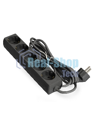 Удлинитель ExeGate ECE-5-5B (EX285825RUS), черный, 5 м, евровилка с заземлением, 5 евророзеток с заземлением, 2200 Вт