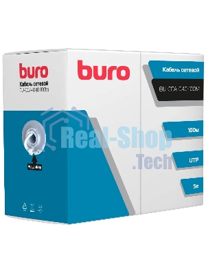 Кабель сетевой Buro UTP 4 пары cat5E solid 0.40мм CCA 100м серый