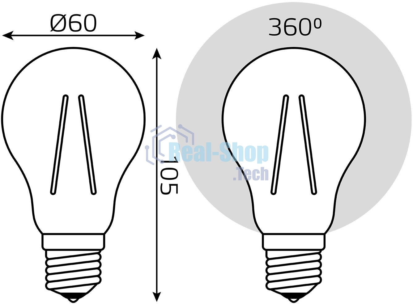 Лампа светодиодная Gauss 102802206LED Filament А60 Е27 6Вт 4100к 1/10/40
