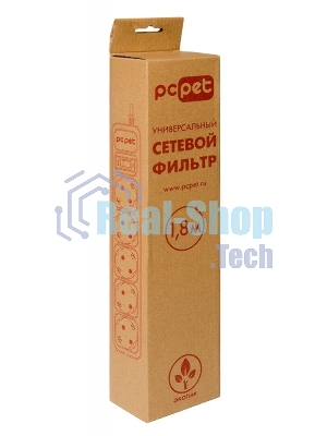 Сетевой фильтр PC Pet AP01006-E-GR 1.8м, 5 розеток, серый